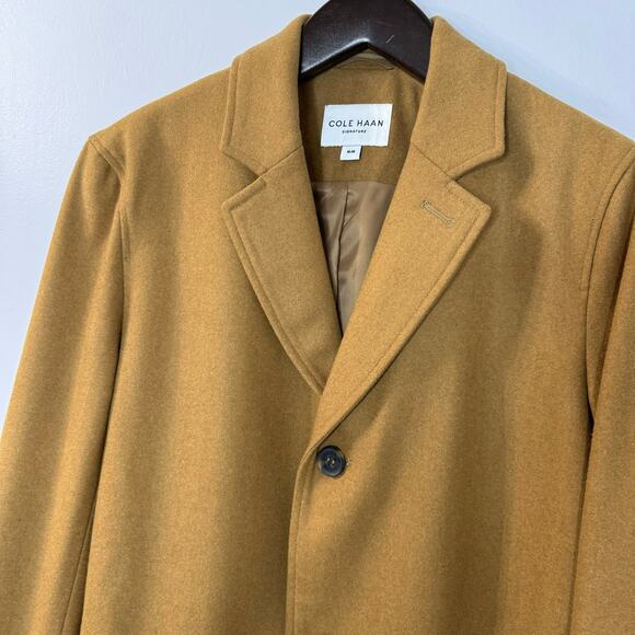 Cole Haan Notch Collar Button Front Wool-Blend Coat Preppy Camel Casual Men's M - Picture 7 of 16